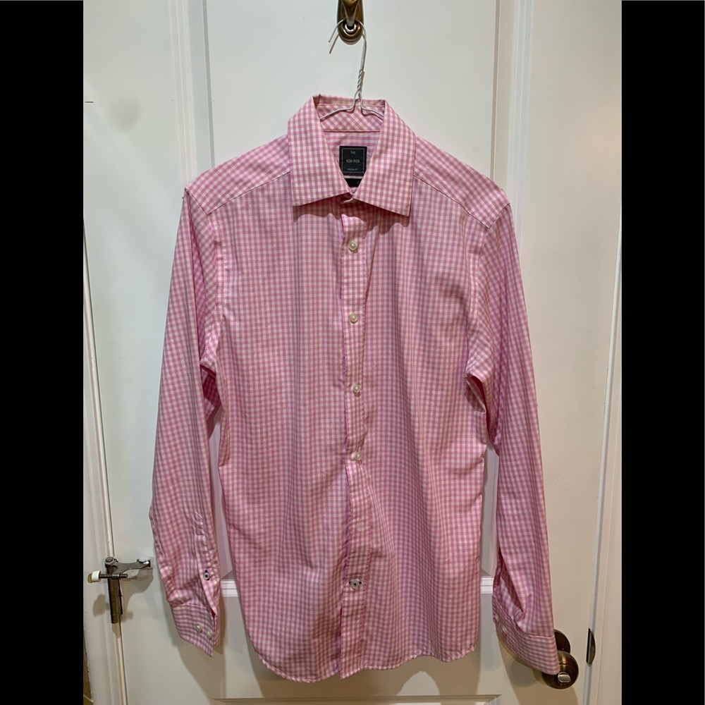 Banana Republic Plaid Pink Original Classic Fit Dress Shirt